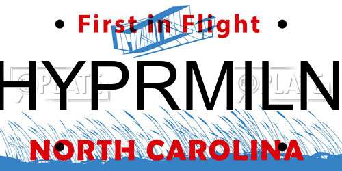 HYPRMILN North Carolina License Plate