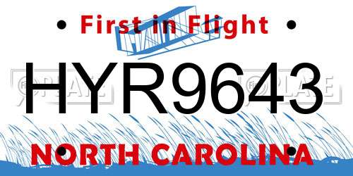 HYR9643 North Carolina License Plate
