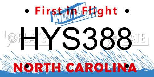 HYS388 North Carolina License Plate