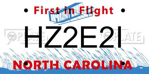 HZ2E2I North Carolina License Plate
