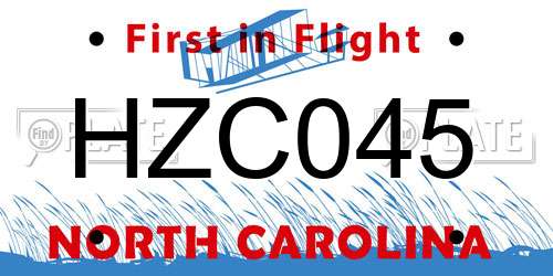 HZC045 North Carolina License Plate