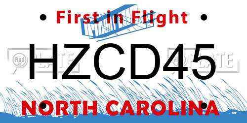 HZCD45 North Carolina License Plate