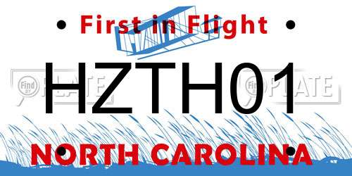 HZTH01 North Carolina License Plate