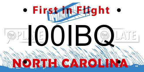 I00IBQ North Carolina License Plate