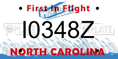 I0348Z North Carolina License Plate