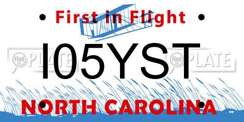 I05YST North Carolina License Plate