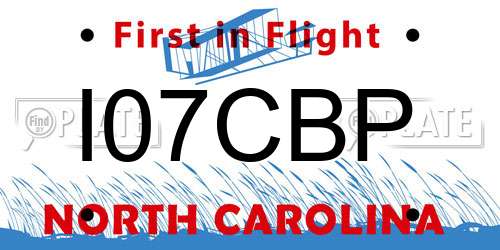 I07CBP North Carolina License Plate