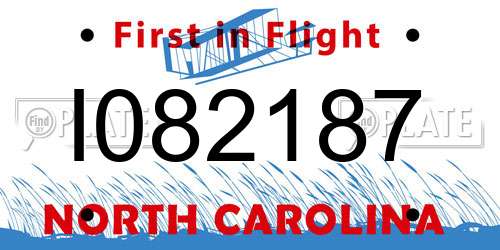 I082187 North Carolina License Plate