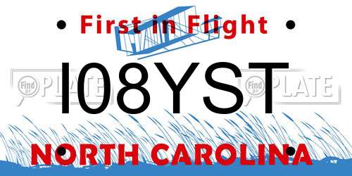 I08YST North Carolina License Plate