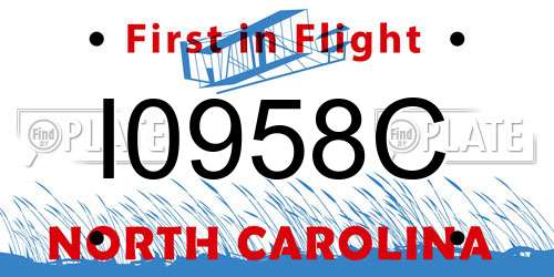I0958C North Carolina License Plate