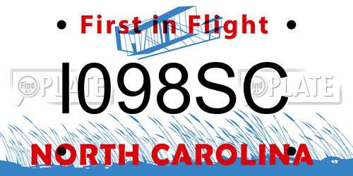 I098SC North Carolina License Plate