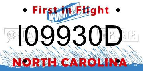 I09930D North Carolina License Plate