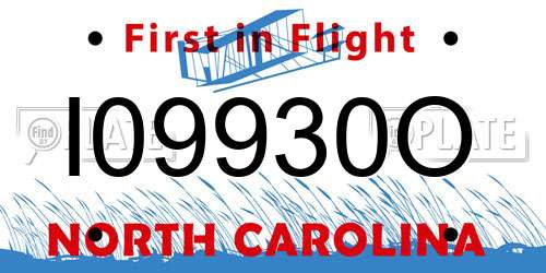 I09930O North Carolina License Plate