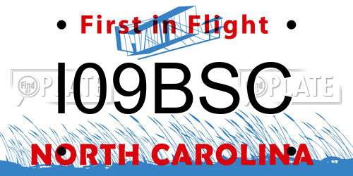 I09BSC North Carolina License Plate