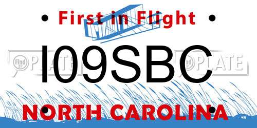 I09SBC North Carolina License Plate