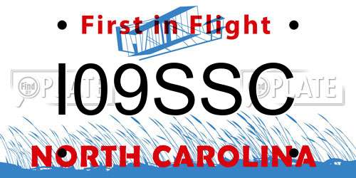 I09SSC North Carolina License Plate