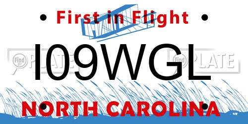 I09WGL North Carolina License Plate
