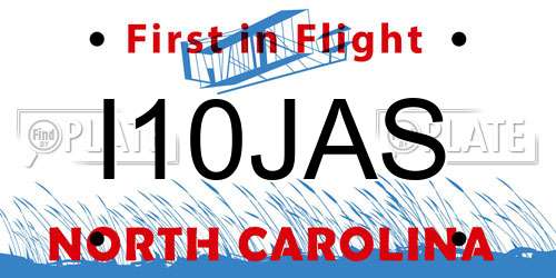 I10JAS North Carolina License Plate