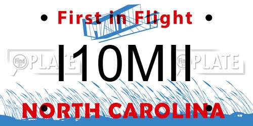 I10MII North Carolina License Plate