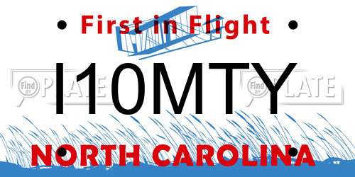 I10MTY North Carolina License Plate
