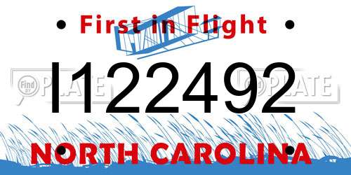I122492 North Carolina License Plate