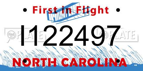 I122497 North Carolina License Plate