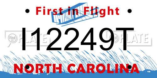 I12249T North Carolina License Plate