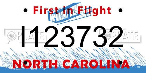 I123732 North Carolina License Plate
