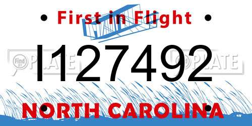 I127492 North Carolina License Plate