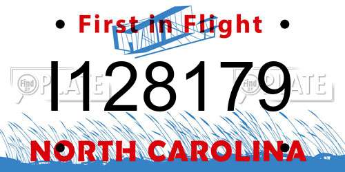 I128179 North Carolina License Plate