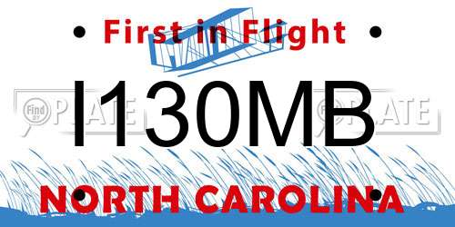 I130MB North Carolina License Plate
