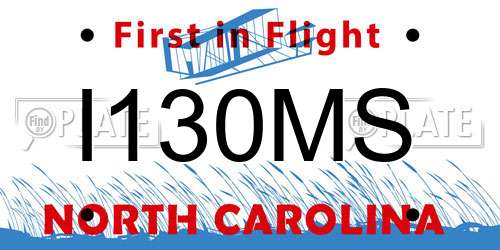 I130MS North Carolina License Plate