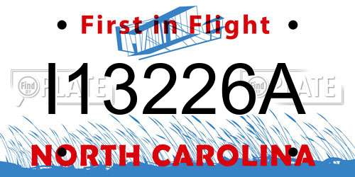 I13226A North Carolina License Plate