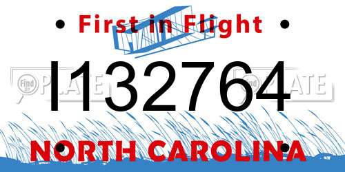 I132764 North Carolina License Plate