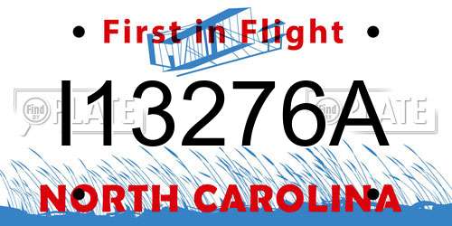 I13276A North Carolina License Plate