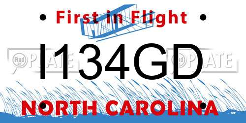 I134GD North Carolina License Plate