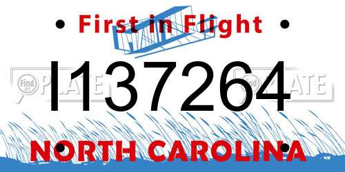 I137264 North Carolina License Plate