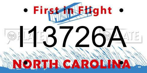 I13726A North Carolina License Plate