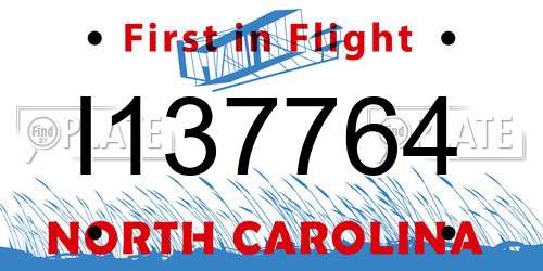 I137764 North Carolina License Plate