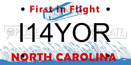 I14YOR North Carolina License Plate