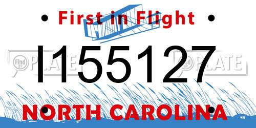 I155127 North Carolina License Plate
