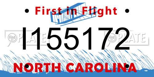 I155172 North Carolina License Plate
