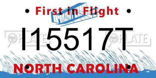 I15517T North Carolina License Plate
