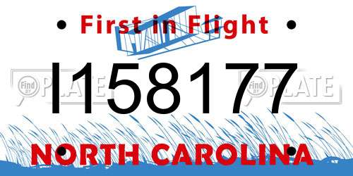 I158177 North Carolina License Plate