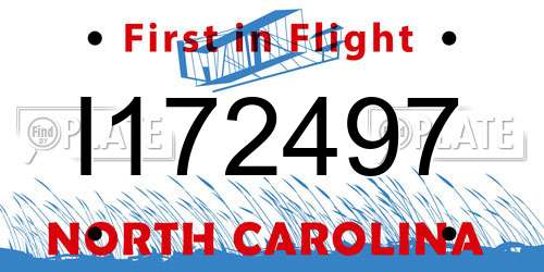 I172497 North Carolina License Plate