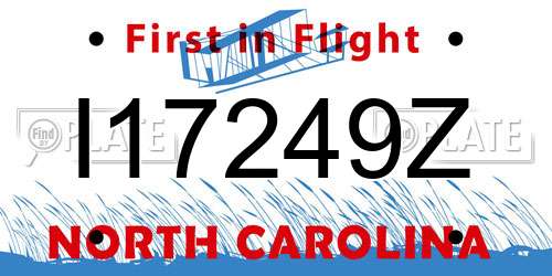 I17249Z North Carolina License Plate