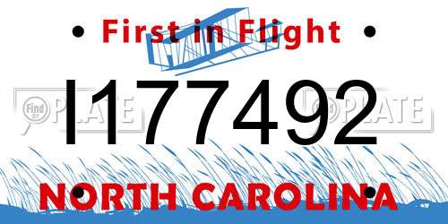 I177492 North Carolina License Plate