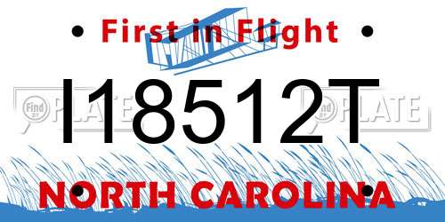 I18512T North Carolina License Plate