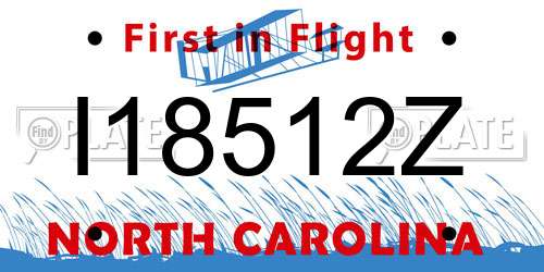 I18512Z North Carolina License Plate