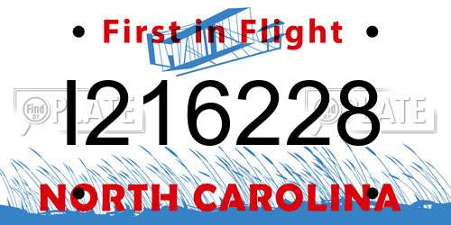 I216228 North Carolina License Plate